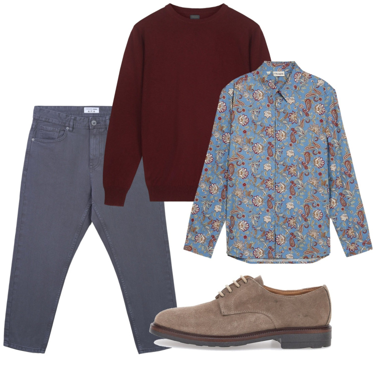 Outfit uomo - Cromatismi. Stile Casual per Tutti i giorni. Abbinamento con camicie, jeans, scarpe stringate, maglieria.