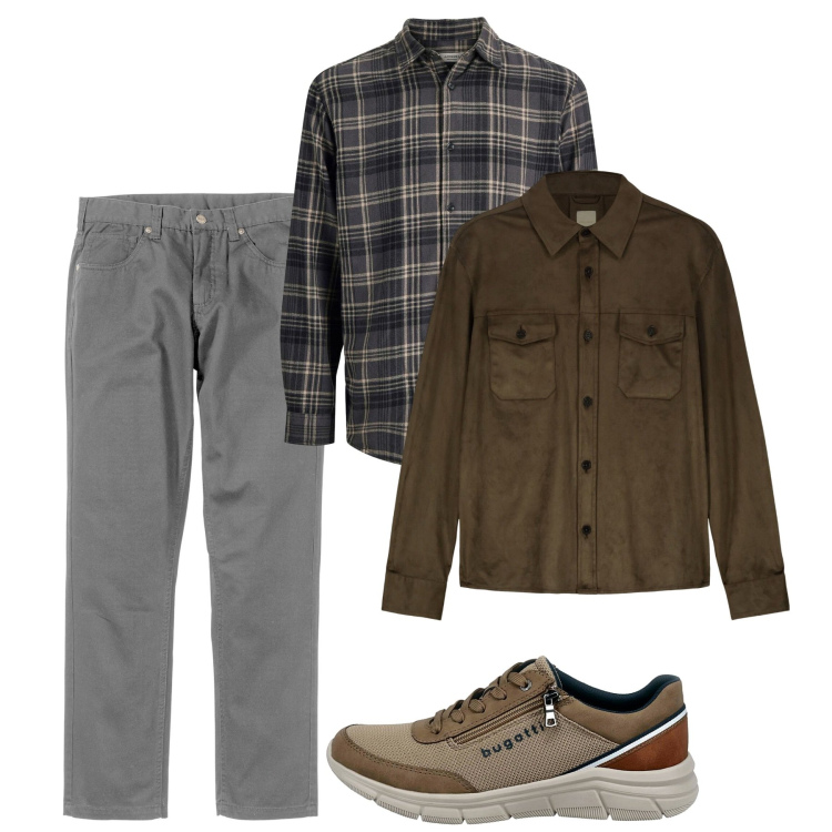 Outfit uomo - Novembre. Stile Casual per Tutti i giorni. Abbinamento con pantaloni, camicie, sneakers, giacche.