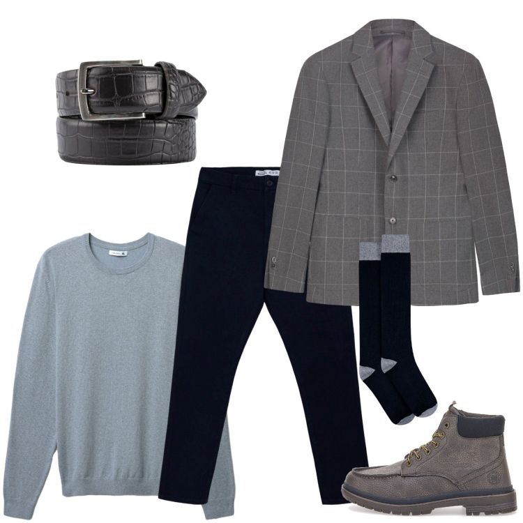 Outfit uomo - Tocco a quadri. Stile Casual per Tutti i giorni. Abbinamento con pantaloni chino, maglieria, giacche, calzini, cinture, stivali e stivaletti.