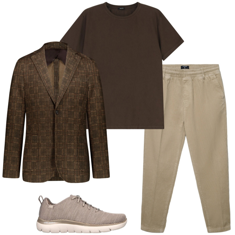 Outfit uomo - Total look #2279216. Stile Trendy per Ufficio. Abbinamento con pantaloni, t-shirt, giacche, sneakers.
