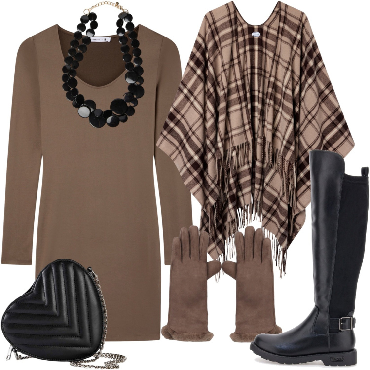 Outfit donna - Stilosi Guanti con similpelliccia Fango. Stile Casual per Tutti i giorni. Abbinamento con borse a tracolla, vestiti corti, cappotti, guanti, stivali, collane.