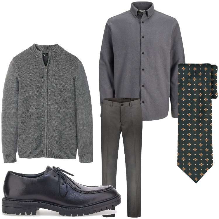 Outfit uomo - Buongiorno. Stile Business/Elegante per Ufficio. Abbinamento con camicie, cardigans, pantaloni, scarpe stringate, cravatte.