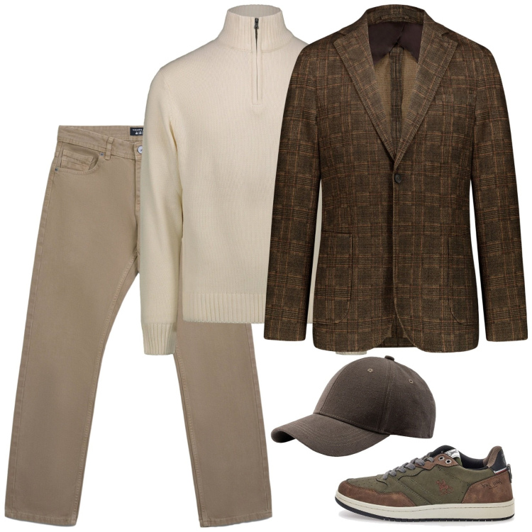 Outfit uomo - Tweed moderno. Stile Trendy per Ufficio. Abbinamento con jeans, giacche, maglieria, sneakers, cappelli con visiera.