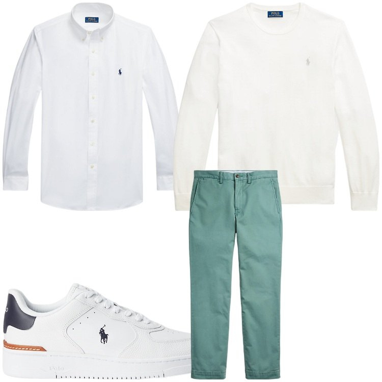 Outfit uomo - Sportivo. Stile Casual per Tutti i giorni. Abbinamento con camicie, sneakers, pantaloni, maglieria.