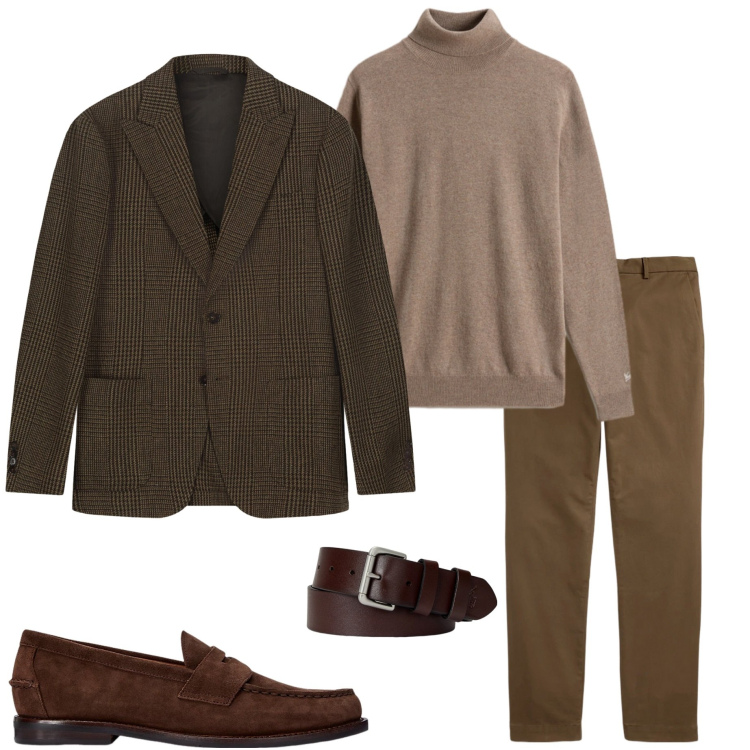 Outfit uomo - Novembre in tweed. Stile Urban per Serata speciale. Abbinamento con cinture, scarpe stringate, pantaloni, maglieria, giacche.
