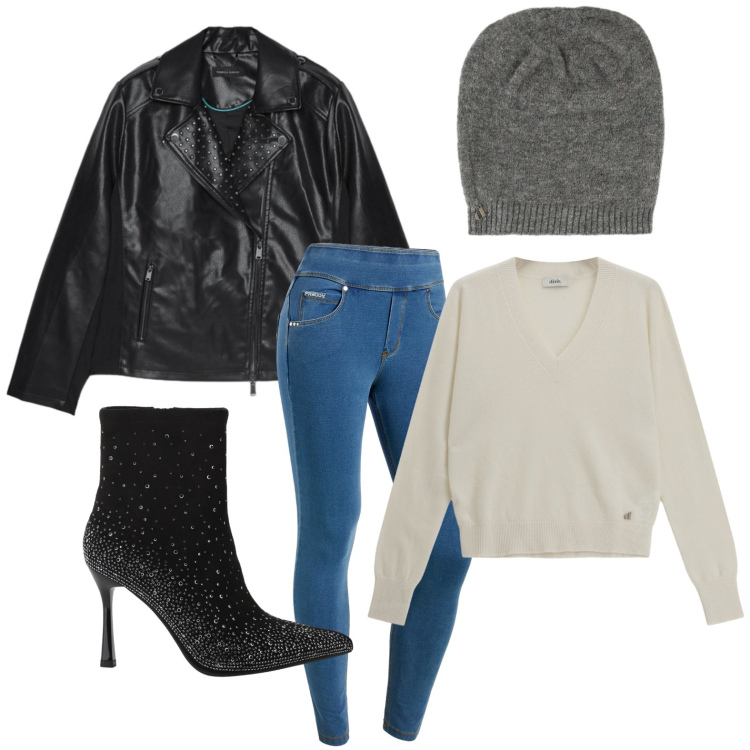 Outfit donna - Novembre con un cappello. Stile Minimal per Tutti i giorni. Abbinamento con stivaletti, jeans skinny, berretti, maglieria, giacche.