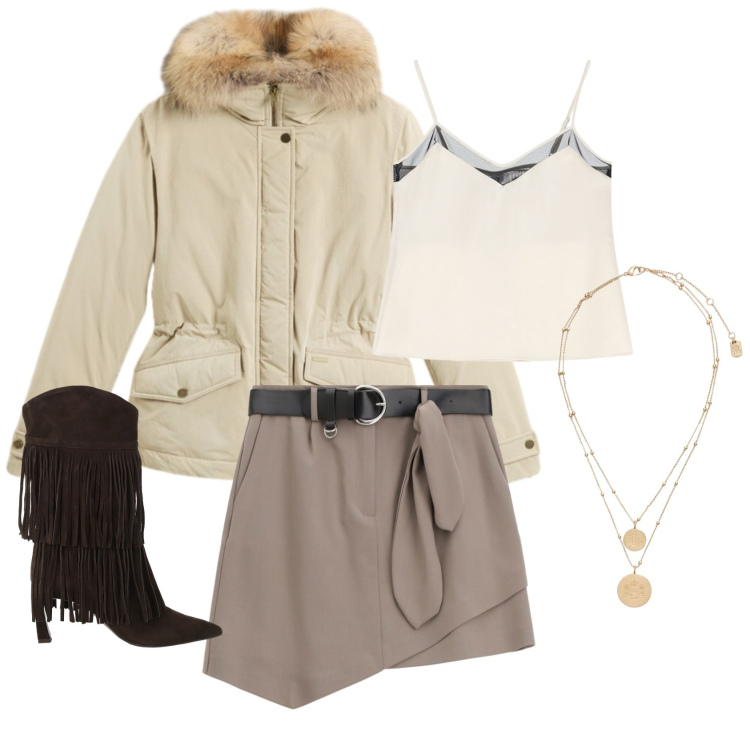 Outfit donna - Shopping?. Stile Casual chic per Tutti i giorni. Abbinamento con top, minigonne, stivali, ciondoli, blazer.