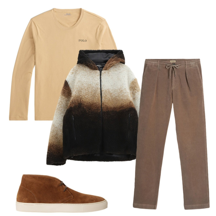 Outfit uomo - Lo stile del caffè mattutino. Stile Casual per Tutti i giorni. Abbinamento con giacche, sneakers, t-shirt, pantaloni.