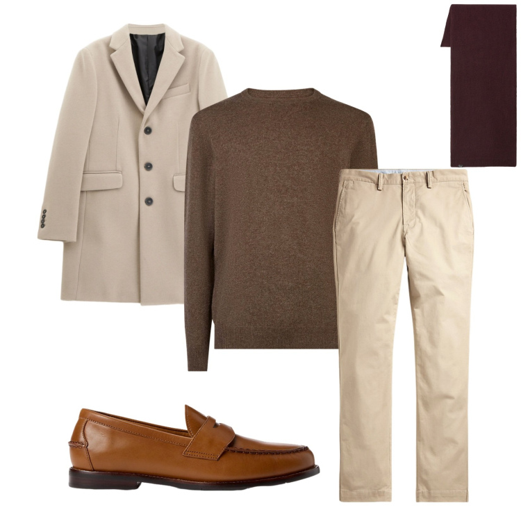 Outfit uomo - Total look #2279832. Stile Business/Elegante per Serata speciale. Abbinamento con cappotti, scarpe stringate, pantaloni, sciarpe, maglieria.