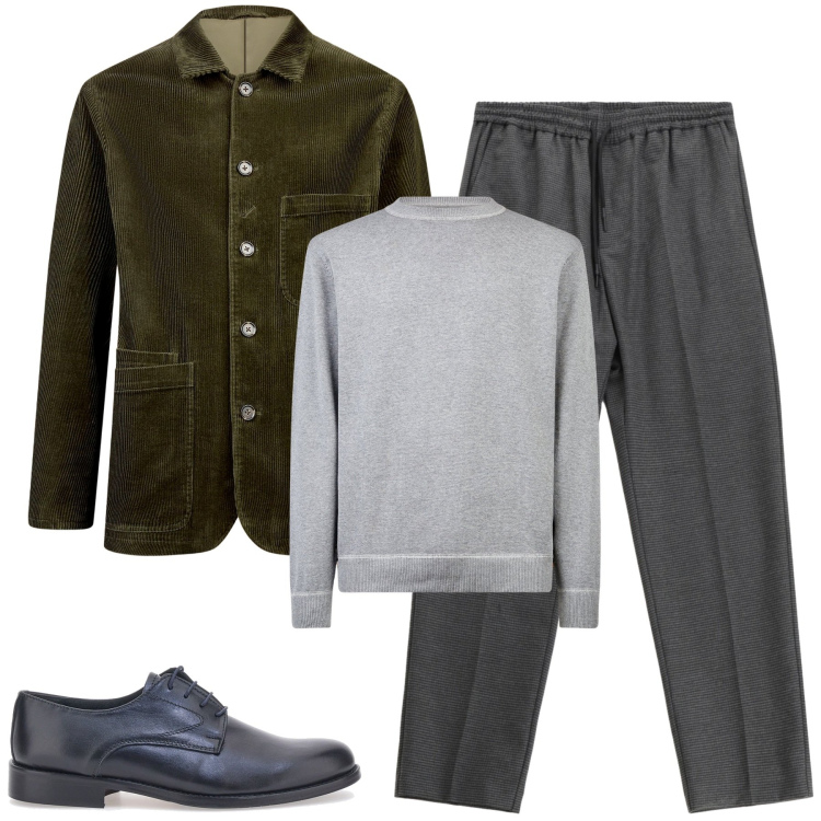 Outfit uomo - Novembre. Stile Urban per Tutti i giorni. Abbinamento con pantaloni, scarpe stringate, maglieria, giacche.