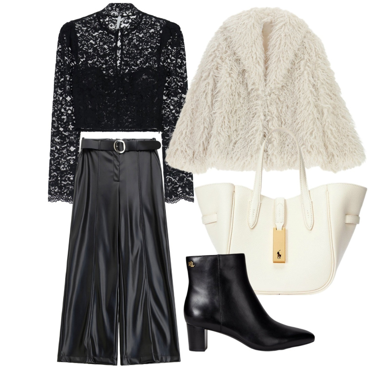 Outfit donna - Week end con stile. Stile Casual chic per Tutti i giorni. Abbinamento con pantaloni, bluse, ecopellicce, borse tote, stivaletti.