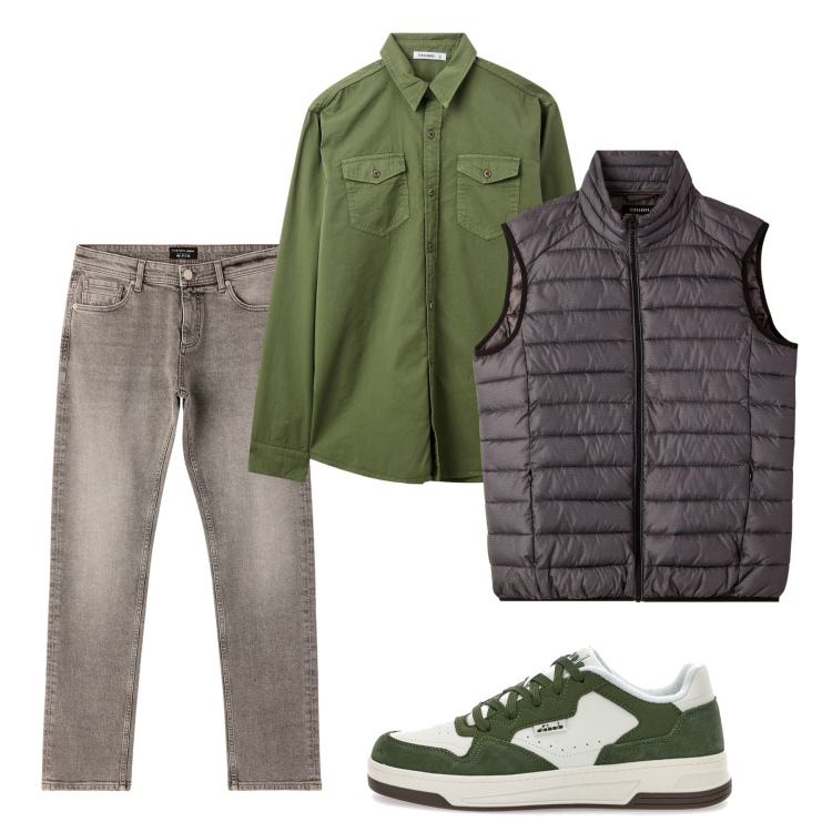 Outfit uomo - Novembre. Stile Casual per Tutti i giorni. Abbinamento con jeans, camicie, piumini, sneakers.