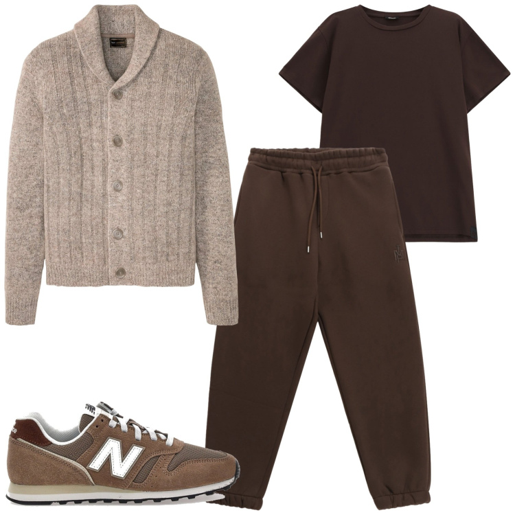 Outfit uomo - Total look #2279998. Stile Casual per Tutti i giorni. Abbinamento con cardigans, pantaloni, t-shirt, sneakers.