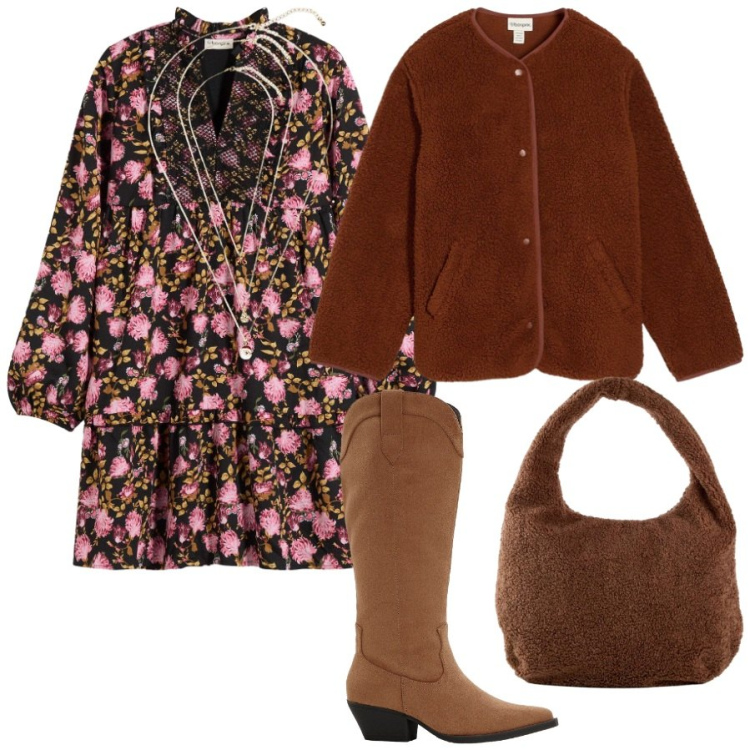 Outfit donna - bonprix - SINGLES\' DAY. Stile Boho per Tutti i giorni. Abbinamento con stivali, vestiti corti, shopping bag, blazer, collane.