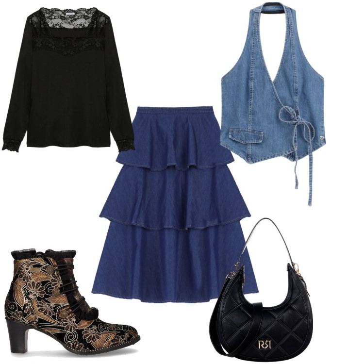 Outfit donna - Il mio novembre: boho. Stile Boho per Tutti i giorni. Abbinamento con gonne lunghe, gilet, borse a tracolla, bluse, stivaletti.