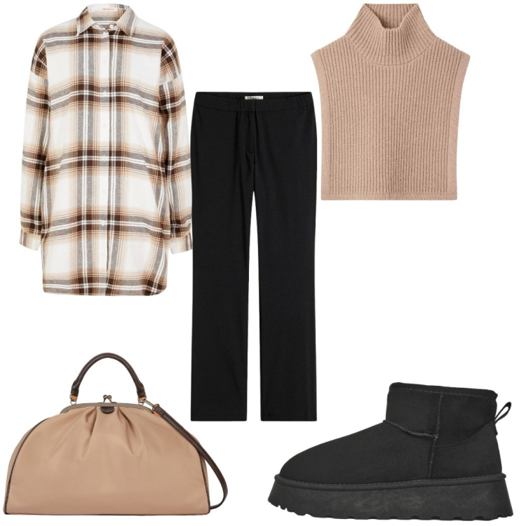 Outfit donna - Il mio novembre: curvy. Stile Casual per Tutti i giorni. Abbinamento con camicie, pantaloni, cappotti, stivaletti, borse a spalla.