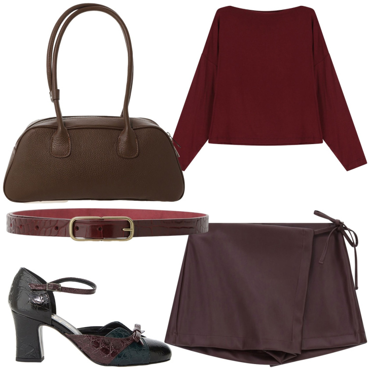 Outfit donna - Chic con Dixie. Stile Casual per Tutti i giorni. Abbinamento con t-shirt, décolleté, minigonne, cinture, borse a mano.