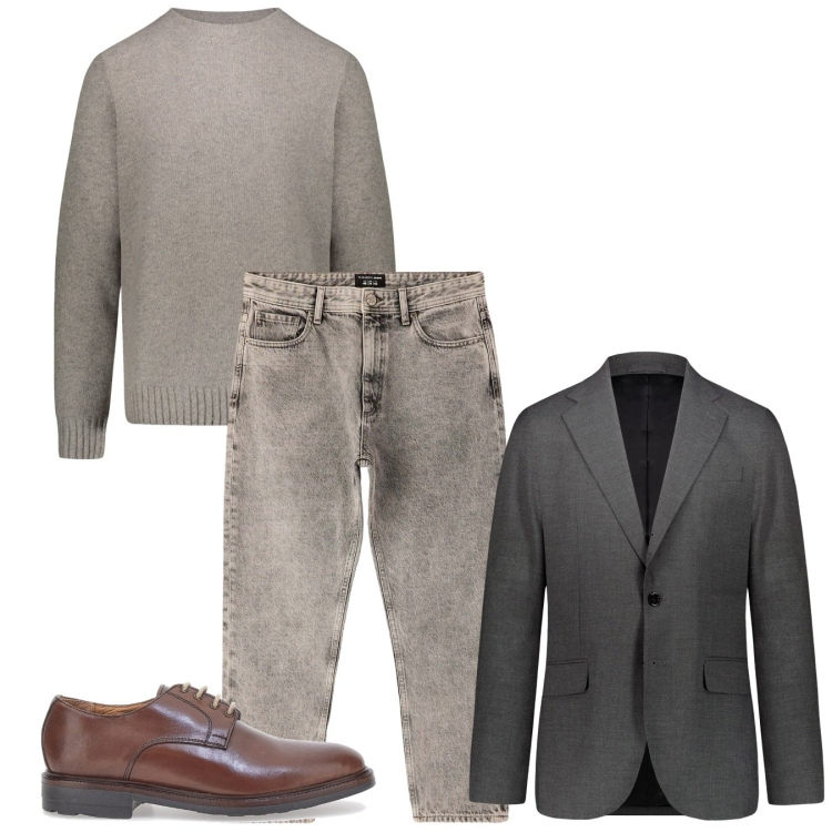 Outfit uomo - Passo lento. Stile Casual per Tutti i giorni. Abbinamento con jeans dritti, scarpe stringate, abiti, maglieria.