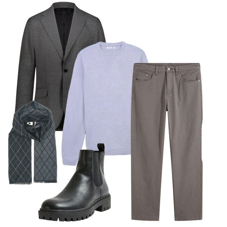 Outfit uomo - Cera azzurra. Stile Casual per Tutti i giorni. Abbinamento con pantaloni, stivali e stivaletti, maglieria, sciarpe, abiti.
