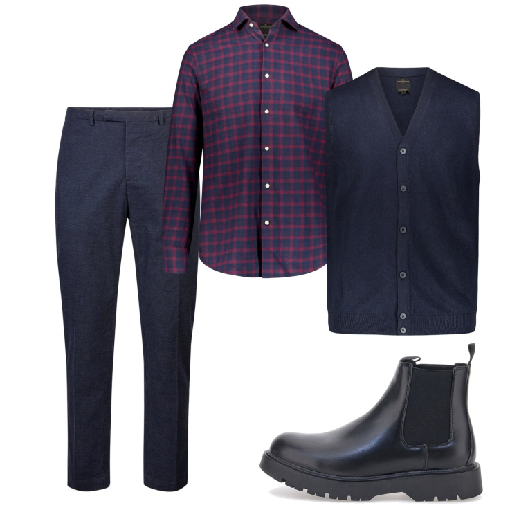 Outfit uomo - Novembre. Stile Casual per Tutti i giorni. Abbinamento con stivali e stivaletti, pantaloni, camicie, maglieria.
