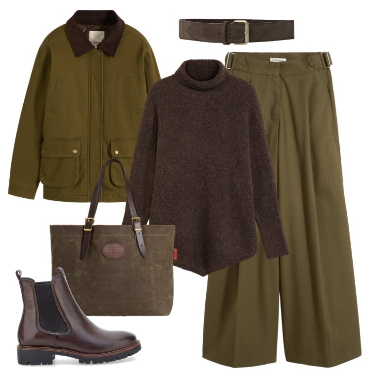 Outfit donna - Mood novembre - @star67. Stile Urban per Tutti i giorni. Abbinamento con parka, maglieria, pantaloni, cinture, borse tote, stivaletti chelsea.