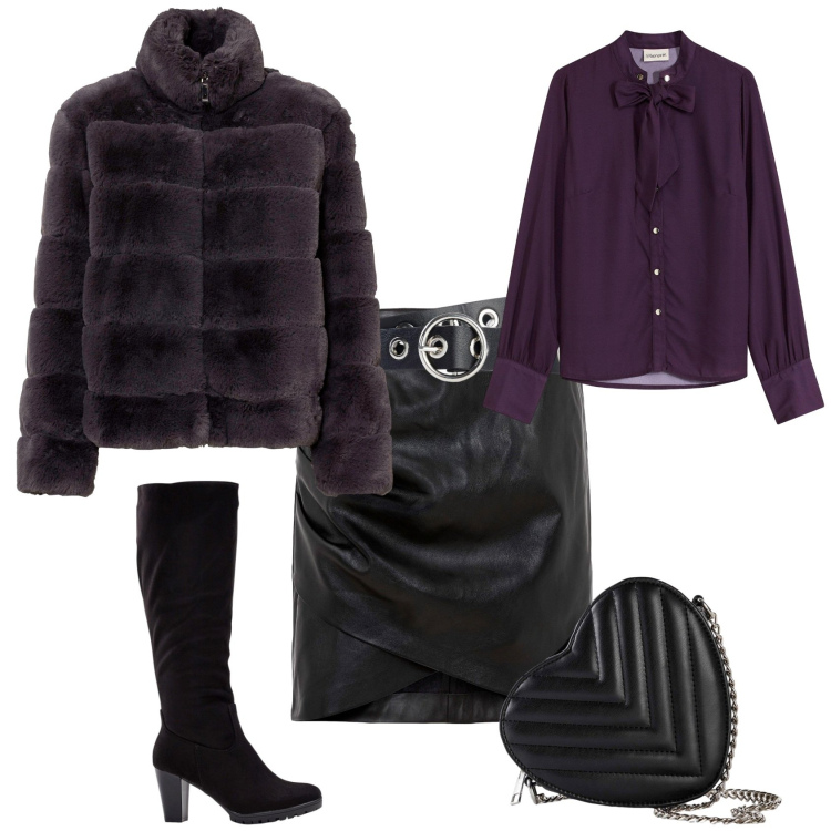 Outfit donna - Total look #2280254. Stile Rock per Serata fuori. Abbinamento con stivali, camicie, ecopellicce, borse a tracolla, cinture, minigonne.