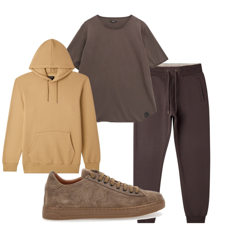 Outfit uomo - Total look #2280323. Stile Casual per Sport. Abbinamento con pantaloni, felpe con cappuccio, t-shirt, sneakers.