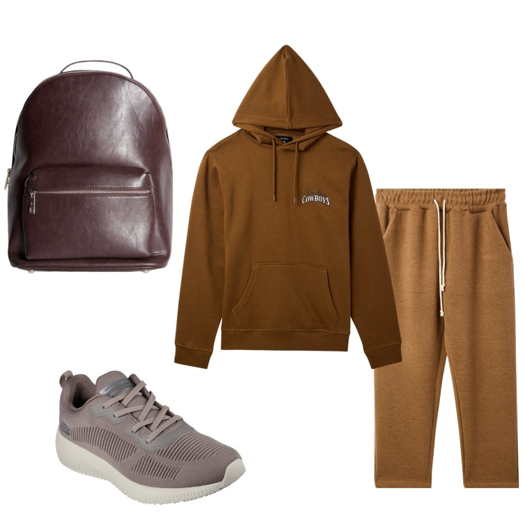 Outfit uomo - Total look #2280324. Stile Casual per Sport. Abbinamento con felpe con cappuccio, pantaloni, sneakers, borse sportive.
