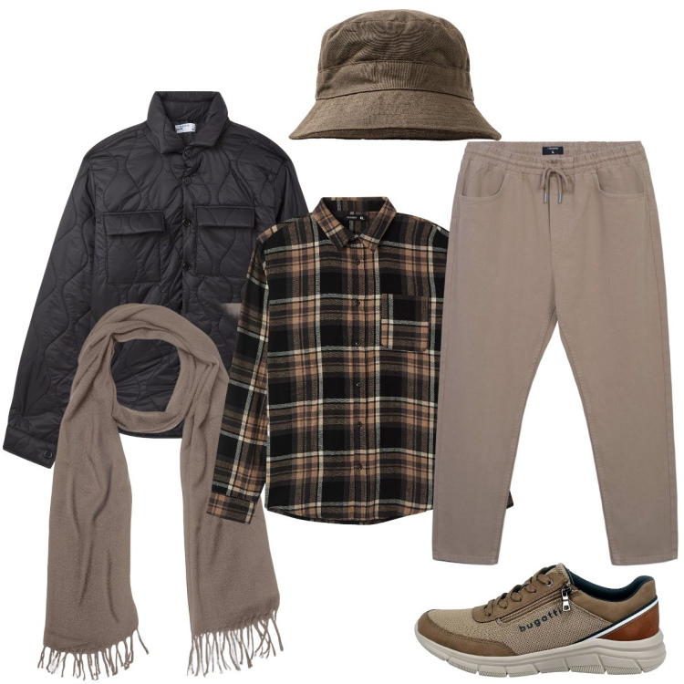 Outfit uomo - Ai mercatini. Stile Casual per Tutti i giorni. Abbinamento con pantaloni, giacche, camicie, sneakers, sciarpe, cappelli.