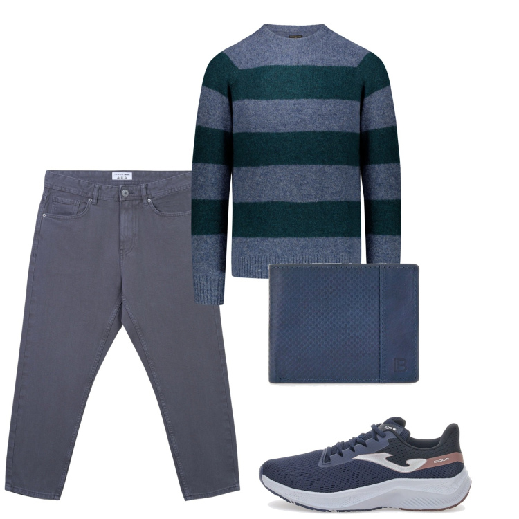 Outfit uomo - Avion. Stile Casual per Tutti i giorni. Abbinamento con jeans, portafogli, maglieria, sneakers.