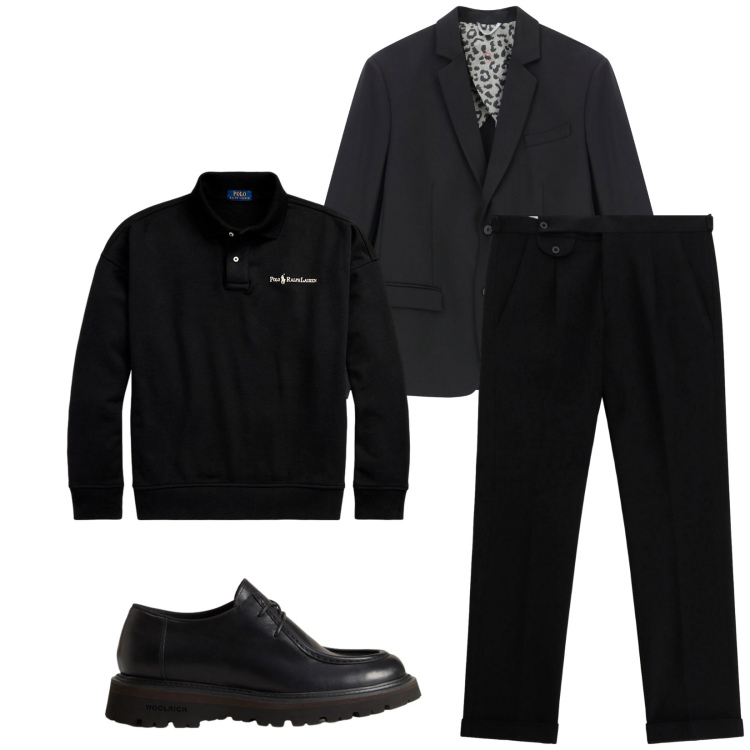 Outfit uomo - Total look #2280416. Stile Trendy per Tutti i giorni. Abbinamento con giacche, pantaloni, felpe, scarpe stringate.