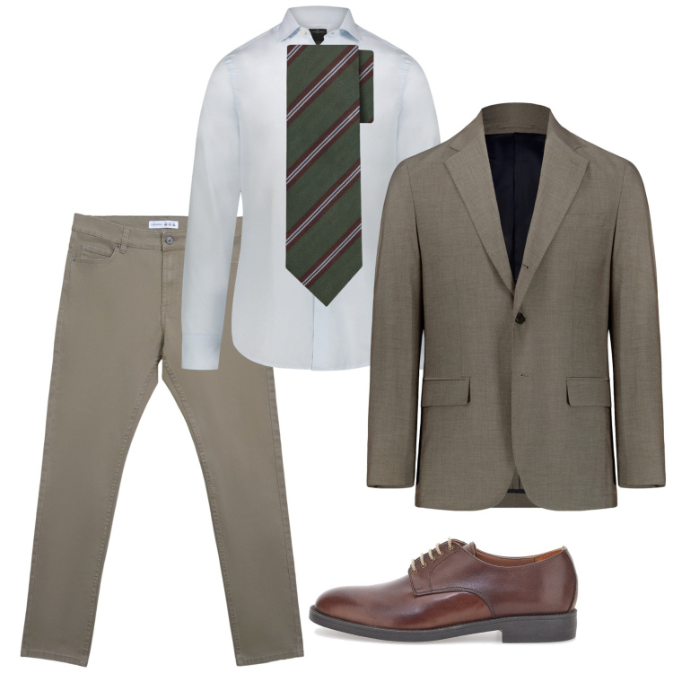 Outfit uomo - Perfetto così. Stile Business/Elegante per Tutti i giorni. Abbinamento con pantaloni skinny, scarpe stringate, camicie, abiti, cravatte.