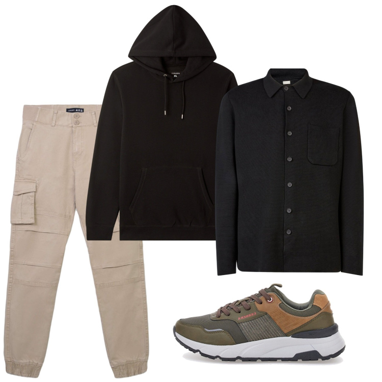 Outfit uomo - Urban. Stile Urban per Tutti i giorni. Abbinamento con pantaloni cargo, felpe con cappuccio, sneakers, cappotti.
