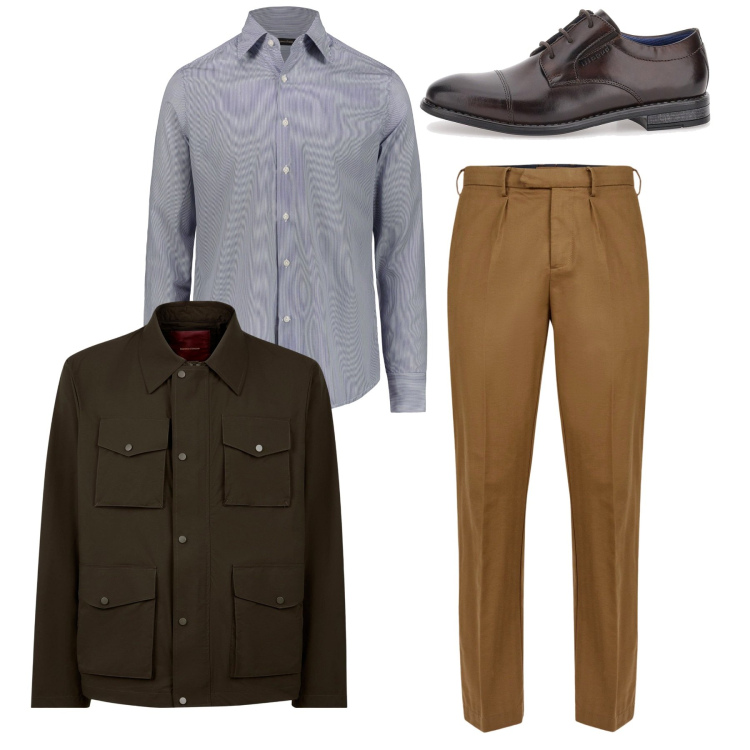 Outfit uomo - City. Stile Casual per Tutti i giorni. Abbinamento con scarpe stringate, pantaloni, camicie, giacche.