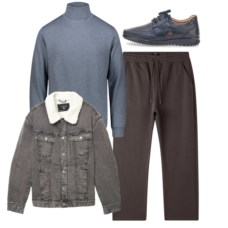 Outfit uomo - Comodità urban. Stile Urban per Tutti i giorni. Abbinamento con pantaloni, cappotti, scarpe stringate, maglieria.