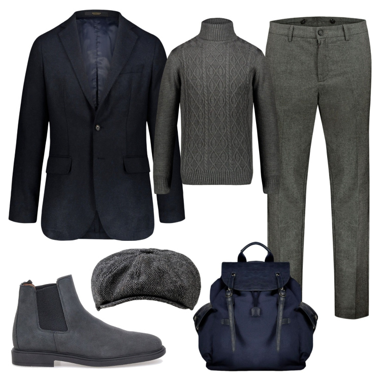 Outfit uomo - Giacca e pantaloni in tweed!. Stile Business/Elegante per Ufficio. Abbinamento con stivali e stivaletti, pantaloni, giacche, cappelli, borse sportive, maglieria.