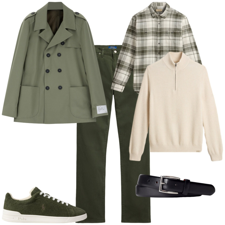 Outfit uomo - Total look #2280627. Stile Trendy per Tutti i giorni. Abbinamento con giacche, cinture, sneakers, pantaloni, maglieria, camicie.