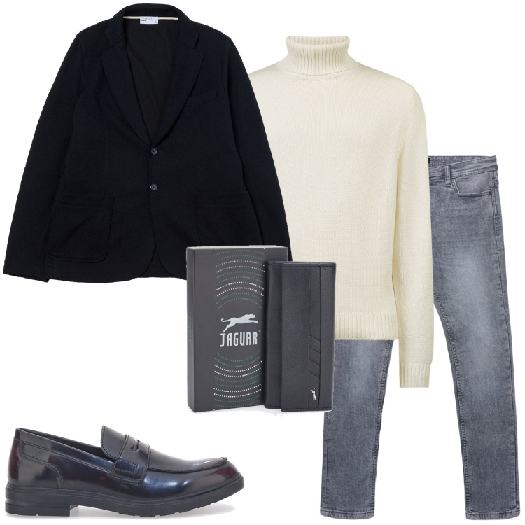 Outfit uomo - Total look #2280744. Stile Urban per Sport. Abbinamento con giacche, jeans skinny, scarpe stringate, portachiavi, maglieria.