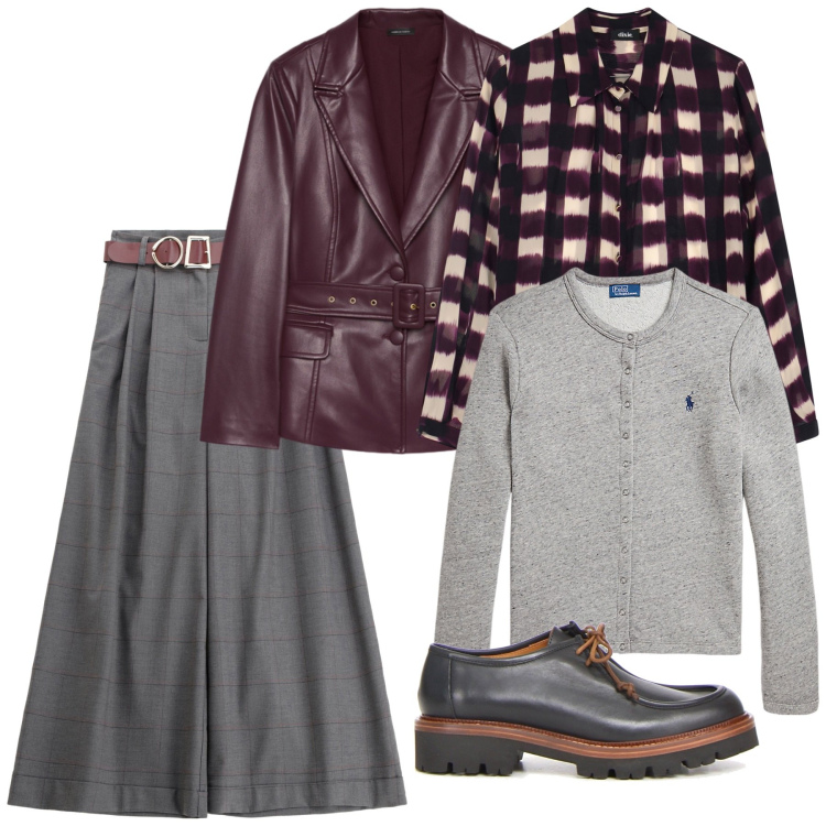 Outfit donna - Total look #2280745. Stile Trendy per Ufficio. Abbinamento con pantaloni, camicie, cardigans, blazer, mocassini.