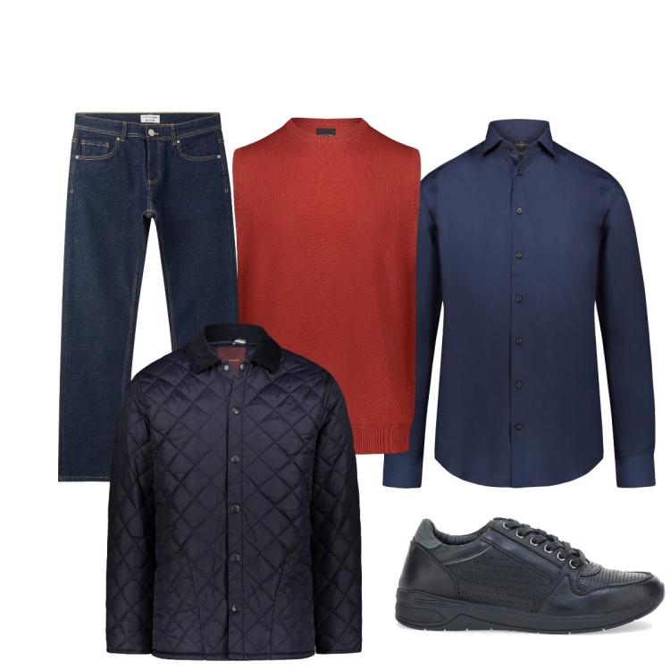 Outfit uomo - Total look #2280783. Stile Trendy per Tutti i giorni. Abbinamento con jeans, camicie, gilet, sneakers, giacche.