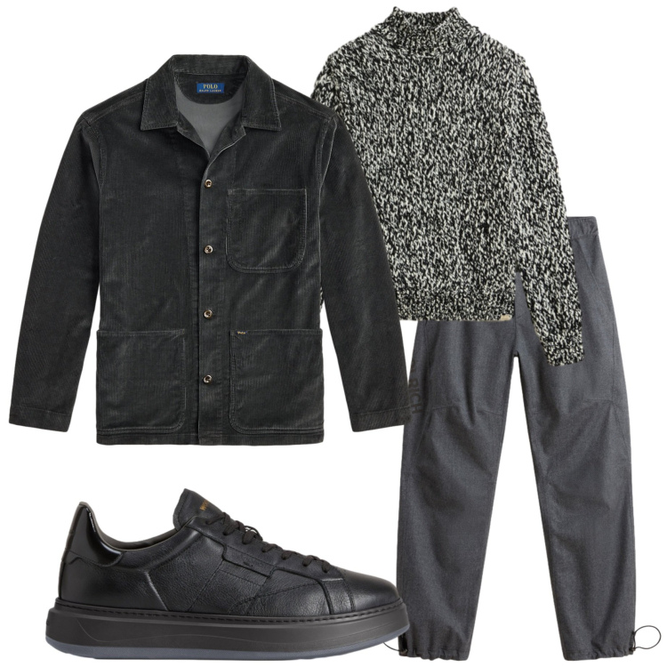 Outfit uomo - Sporty chic. Stile Urban per Tutti i giorni. Abbinamento con giacche, pantaloni, maglieria, sneakers.