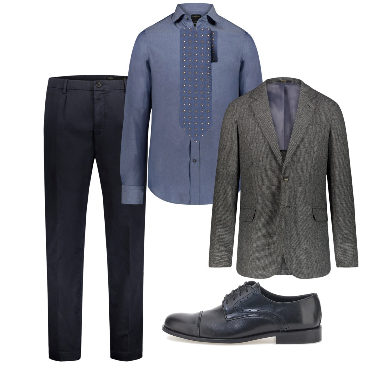 Outfit uomo - Un classico. Stile Business/Elegante per Serata speciale. Abbinamento con scarpe stringate, pantaloni, giacche, camicie, cravatte.