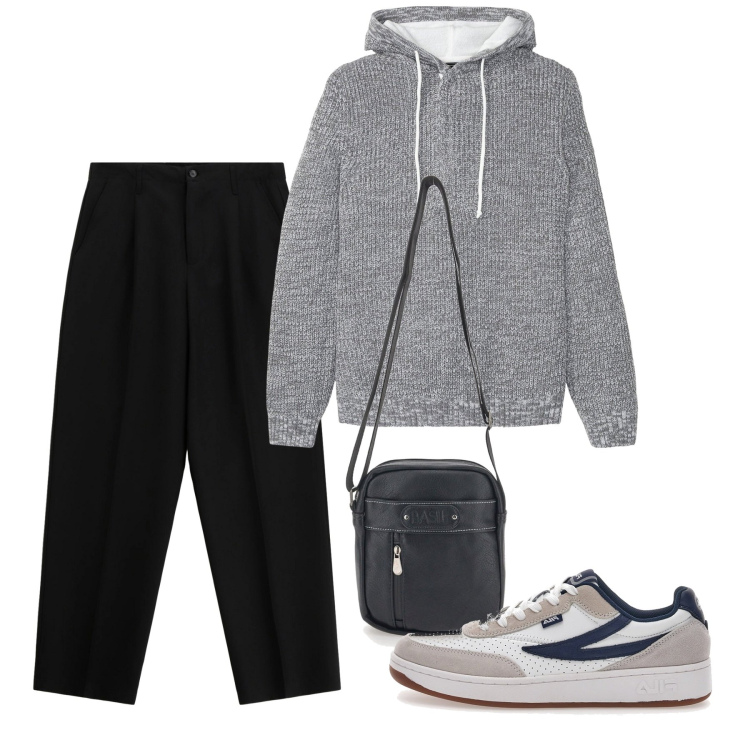 Outfit uomo - Novembre in pinces. Stile Trendy per Tutti i giorni. Abbinamento con maglieria, pantaloni, portafogli, sneakers.