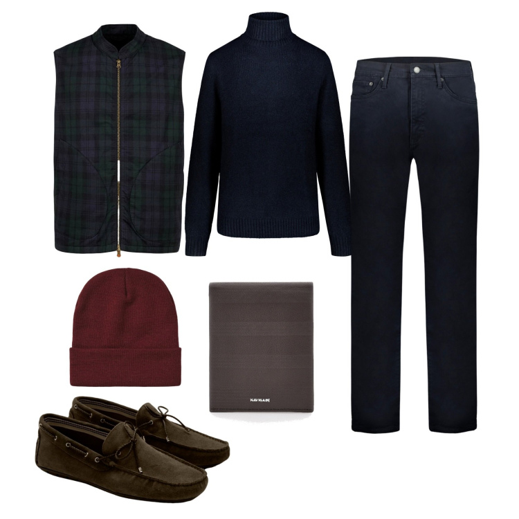 Outfit uomo - Caffè in pasticceria!. Stile Casual per Tutti i giorni. Abbinamento con berretti, pantaloni, portafogli, piumini, scarpe stringate, maglieria.
