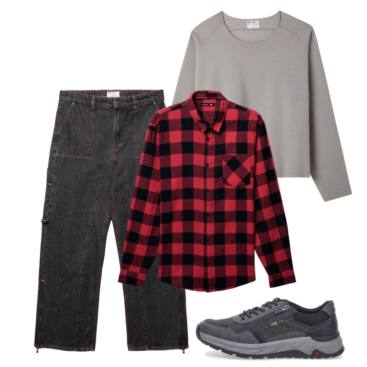 Outfit uomo - Scacchi. Stile Casual per Tutti i giorni. Abbinamento con camicie, felpe, jeans dritti, sneakers.