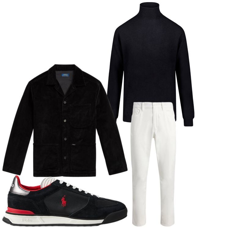 Outfit uomo - Bicolor. Stile Casual per Serata speciale. Abbinamento con sneakers, pantaloni, giacche, maglieria.