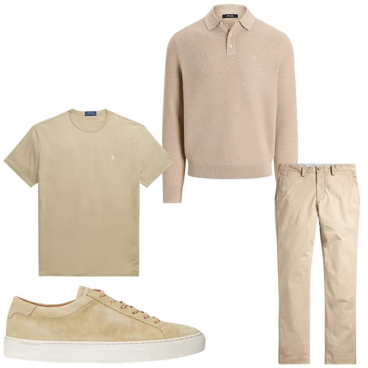 Outfit uomo - Novembre. Stile Casual per Tutti i giorni. Abbinamento con t-shirt, pantaloni, sneakers, maglieria.