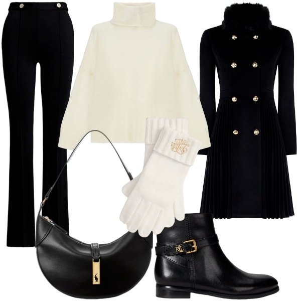 Outfit donna - Il mio stile speciale.. Stile Glamour per Serata fuori. Abbinamento con cappotti, maglieria, pantaloni, borse a spalla, stivaletti, guanti.