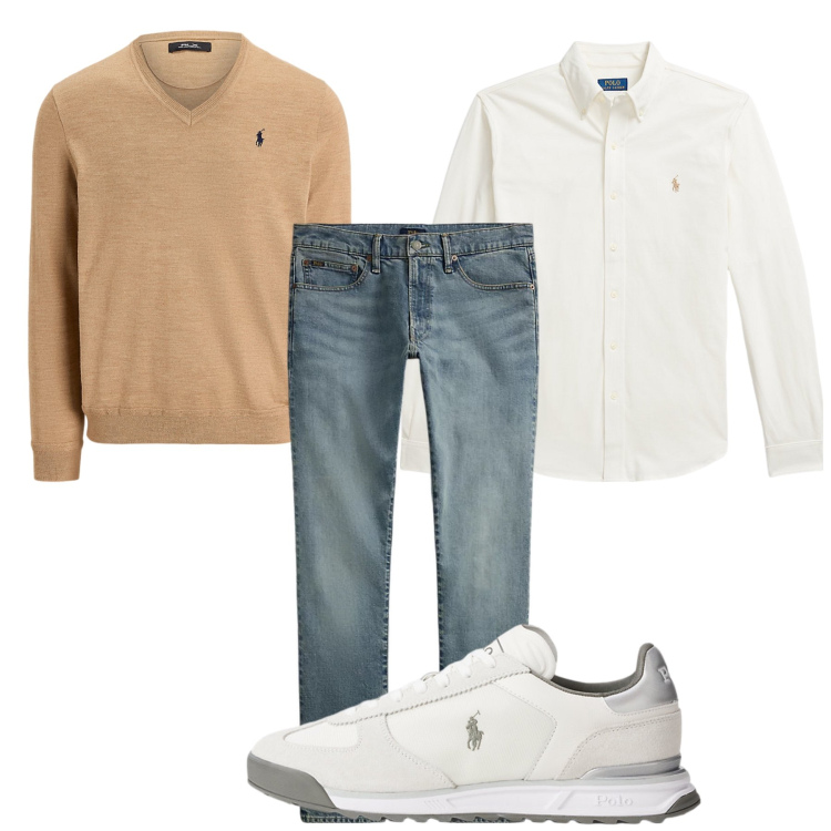 Outfit uomo - Total look #2281157. Stile Casual per Tutti i giorni. Abbinamento con jeans, sneakers, maglieria, camicie.