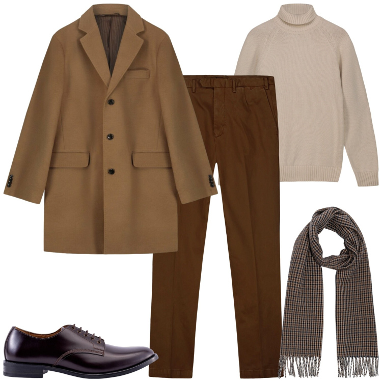 Outfit uomo - City. Stile Trendy per Tutti i giorni. Abbinamento con pantaloni, scarpe stringate, sciarpe, pullovers, cappotti.